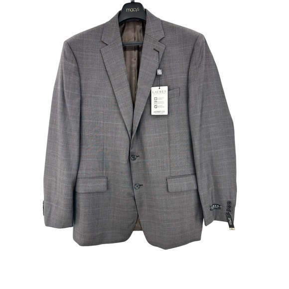 Lauren Ralph Lauren Ultraflex Gray Plaid Blazer Sport Coat Jacket 44L